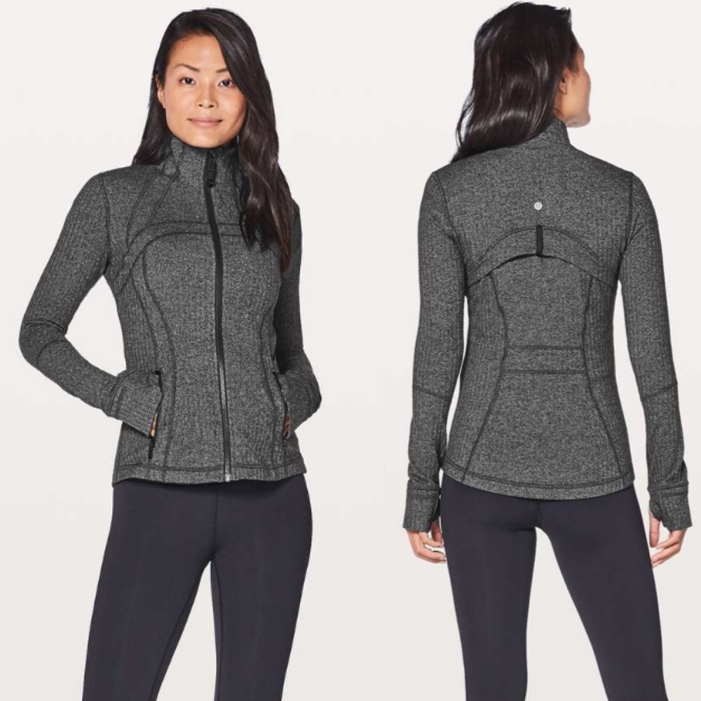 Lululemon Define Jacket Heathered Herringbone Black Gray Full Zip Size 10